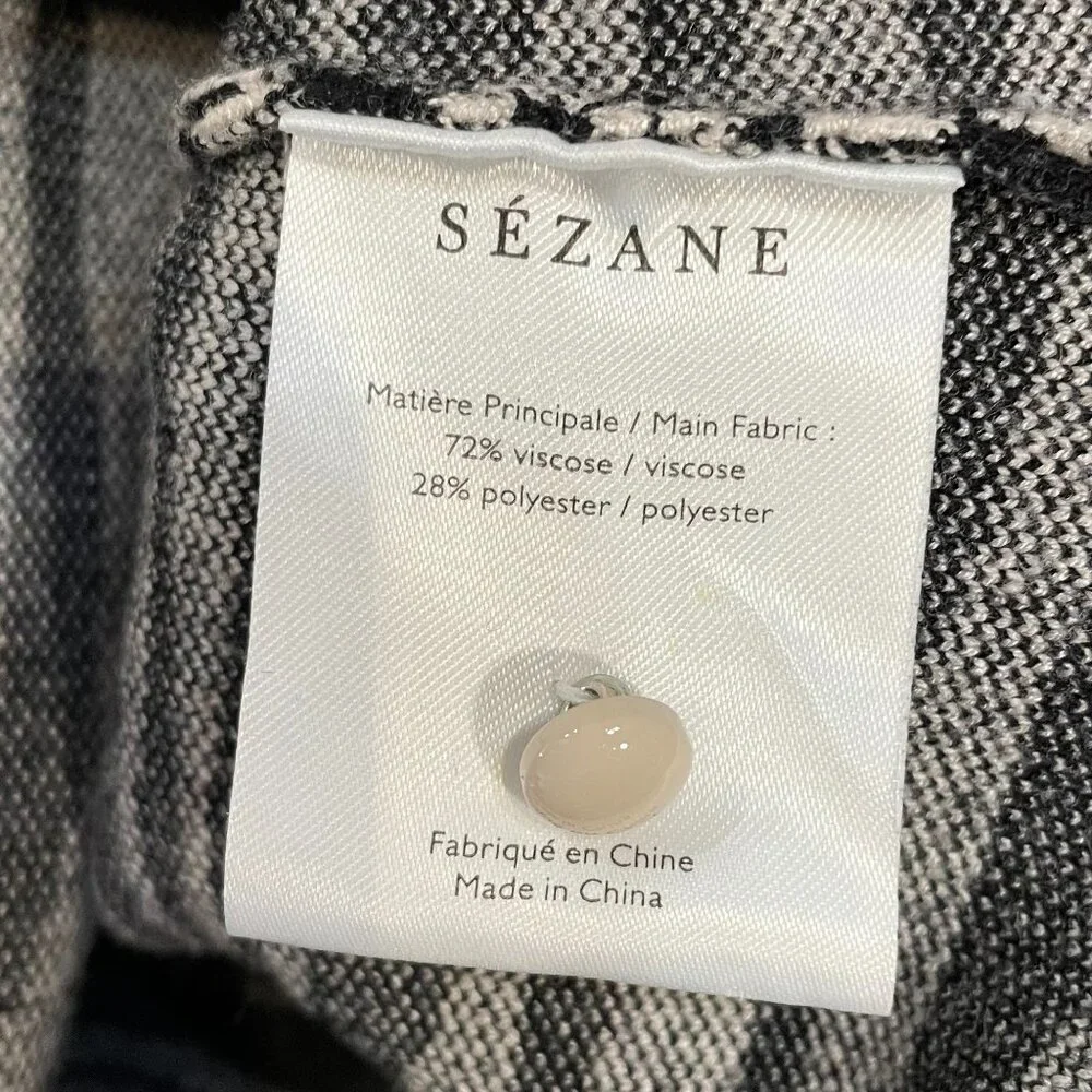 EUC Sezane Denver Puff Sleeve Zebra Jacquard Sweater Ecru Black Small
